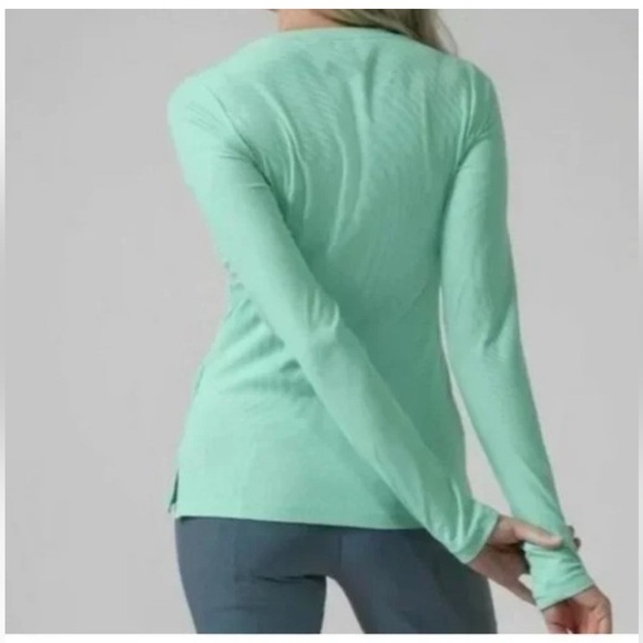 Athleta Uptempo Ribbed Henley Pullover Top, Women’s Medium, Seafoam/Mint Green - Picture 2 of 13